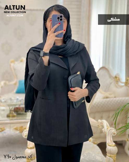 مانتو بافت‌دار مشکی Altun — کد ۷۹۰