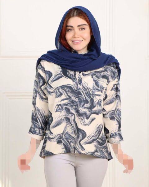 تونیک طرح سنگ مرمر سرمه‌ای